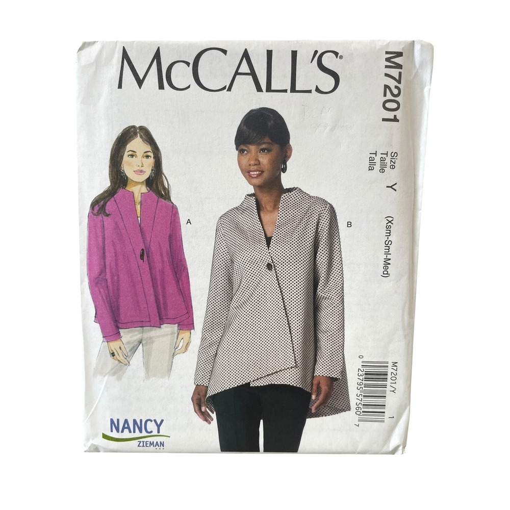 McCALL'S M7201 Misses' Jackets Size Y (XS-M) Nancy Zieman Modern Uncut FF